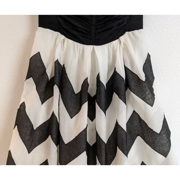 Anthropologie Leifnotes Black/White "Cherie" Chevron Strapless Party Dress SZ 10 - Picture 6 of 11